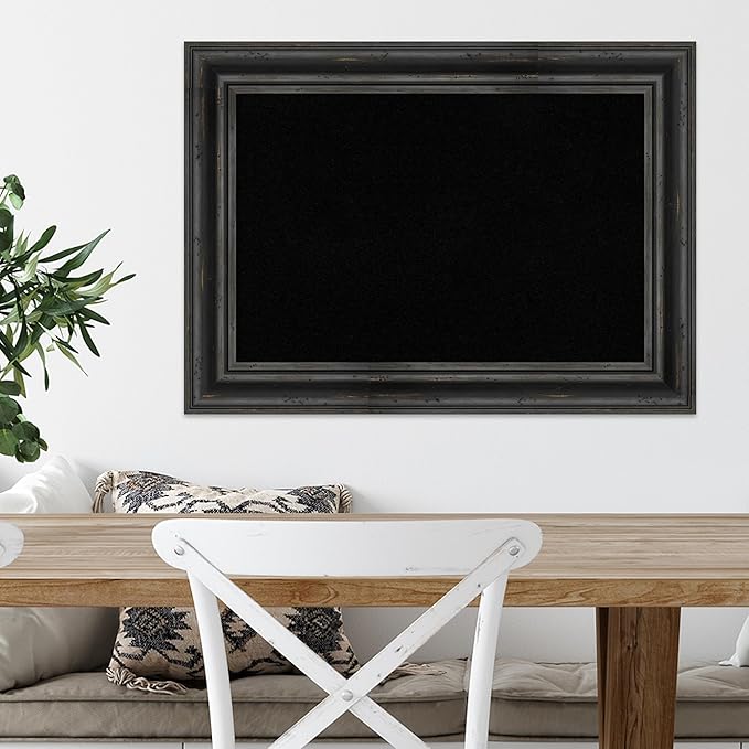 Amanti Art Black Cork Board for Wall, 21x29 Vision Board with Black Wood Frame, Medium Corkboard Office Decor for Home Organization, Country Rustic Corkboard Pinboard to Display Items for Home-DeskLoop Office