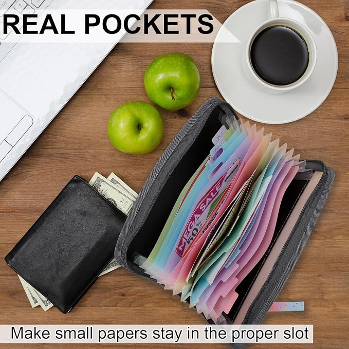 NAFY Small Accordian File Organizer, A5 Check Size 13 Pockets Coupon Receipt - Image 3
