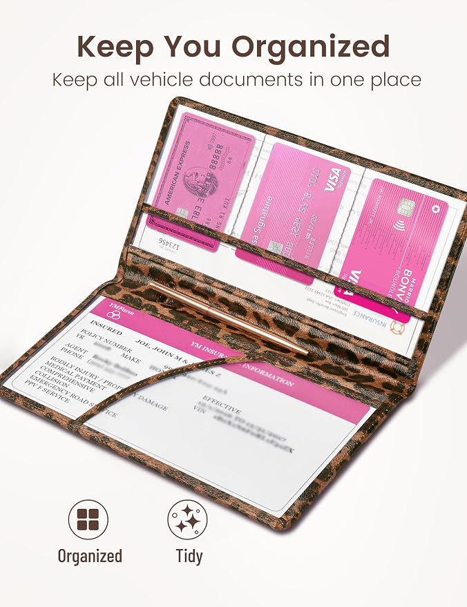 Yarnic Leopard Car Registration and Insurance Holder, Car Document Holder - Image 4