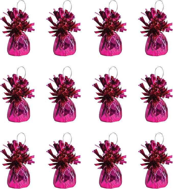 Beistle Metallic Wrapped Balloon Weight – 12 Pack, Cerise Pink Balloon by Beistle