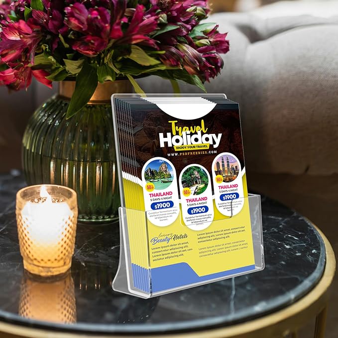 4 Pack Acrylic Brochure Holder 8.5 x 11 inches, Plastic Flyer Stands - Image 7