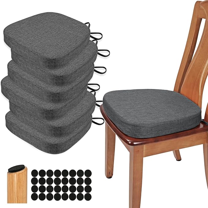 BUYUE Thickened 2.5" Dining Chair Cushions Set of 6, U-Shape High Density Foam by BUYUE