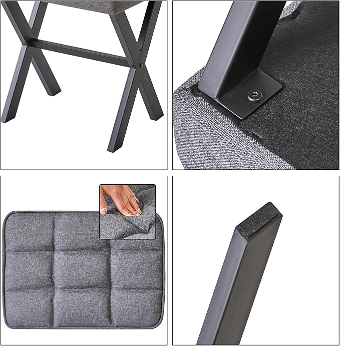 IBUYKE Square Makeup Stool with X-Leg Foot Rest, Linen Footrest, Ottoman Seat, Multi-Use as Small Side Table, for Bedroom, Living Room, Dark Gray LG-70G-DeskLoop Office