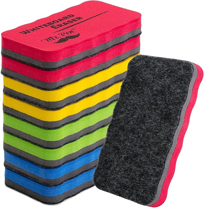 Mr. Pen- Magnetic Dry Erase Erasers, 8 Pack | Colorful Magnetic Whiteboard by MrPen