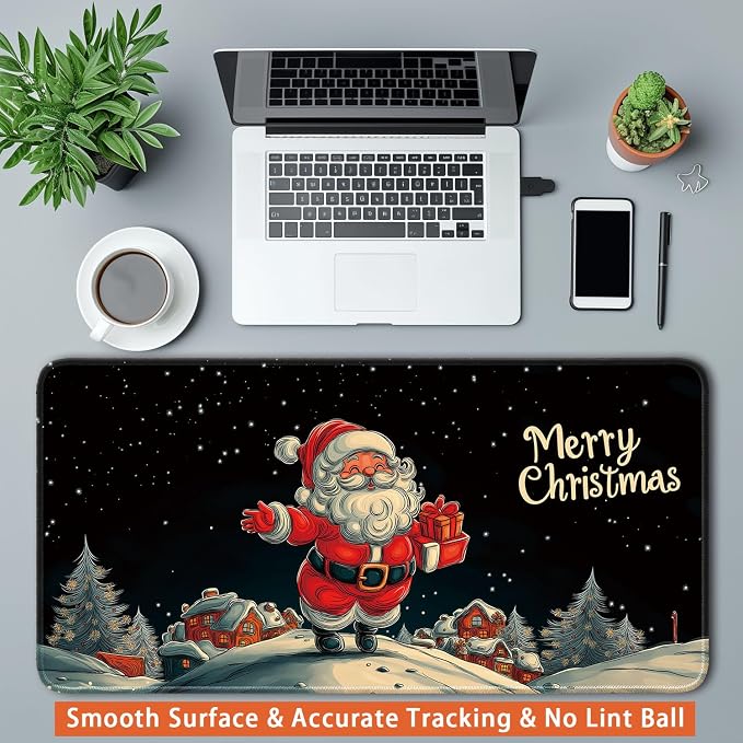 Keyboard Mat, Large Mouse Pad, Merry Christmas Claus Delivering Presents - Image 3