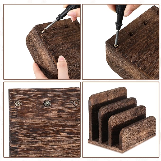 Briwooody Wooden Mail Organizer 3 Slots Mail Holder - Image 3