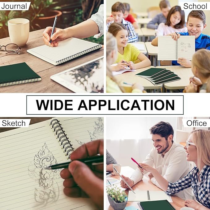 Yahenda 18 Pcs Spiral Notebook Bulk A5 Journal Lined 8.3'' x 5.5'' Writing Composition Paper Small Notepad Subject Notebook for Students Office Business Back to School Supplies (Deep Green)-DeskLoop Office