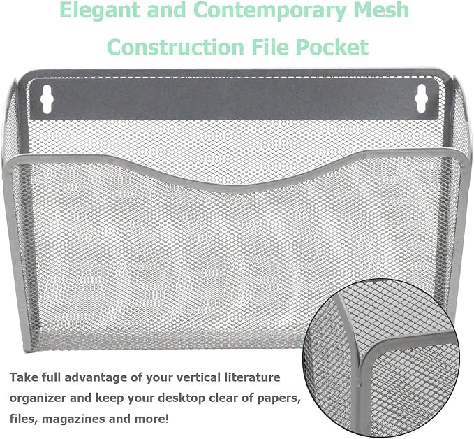 EASEPRES 6 Single Pocket Mesh Hanging File Organizer, Vertical Wall Mounted - Image 3