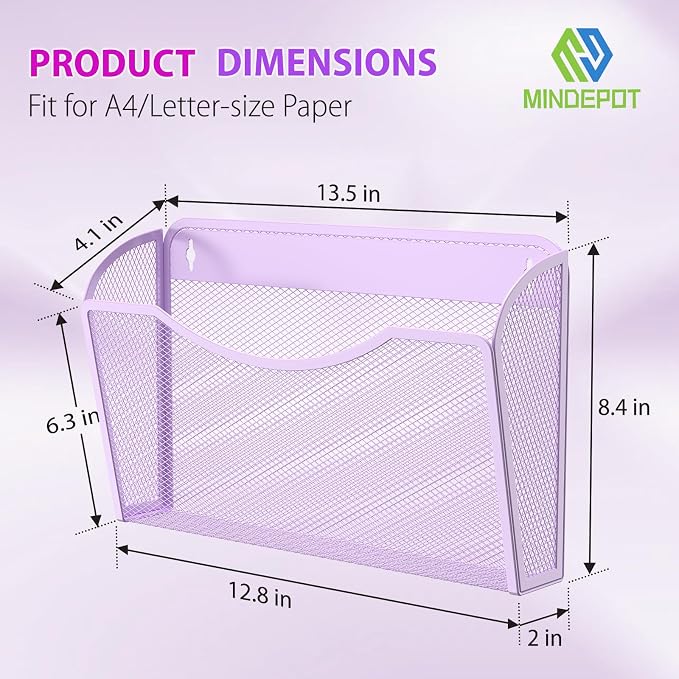 MINDEPOT Wall File Organizer, Hanging Wall Mounted File Folder Binder Holder - Image 2