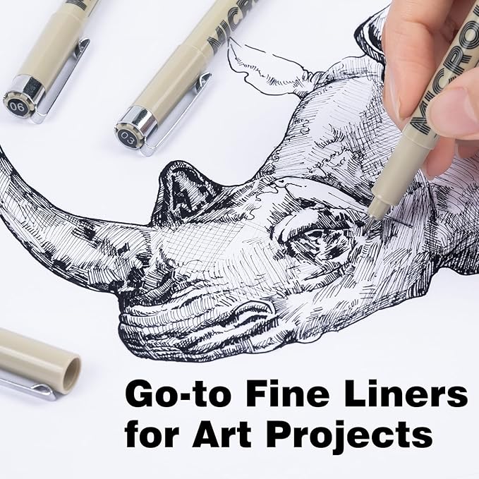 KERIFI Micro-Pen Fineliner Ink Pens, 12 Pack Black Micro Fine Point Drawing Pens Waterproof Archival Ink Multiliner Pens for Artist Illustration, Sketching, Technical Drawing, Zentangle, Scrapbooking-DeskLoop Office