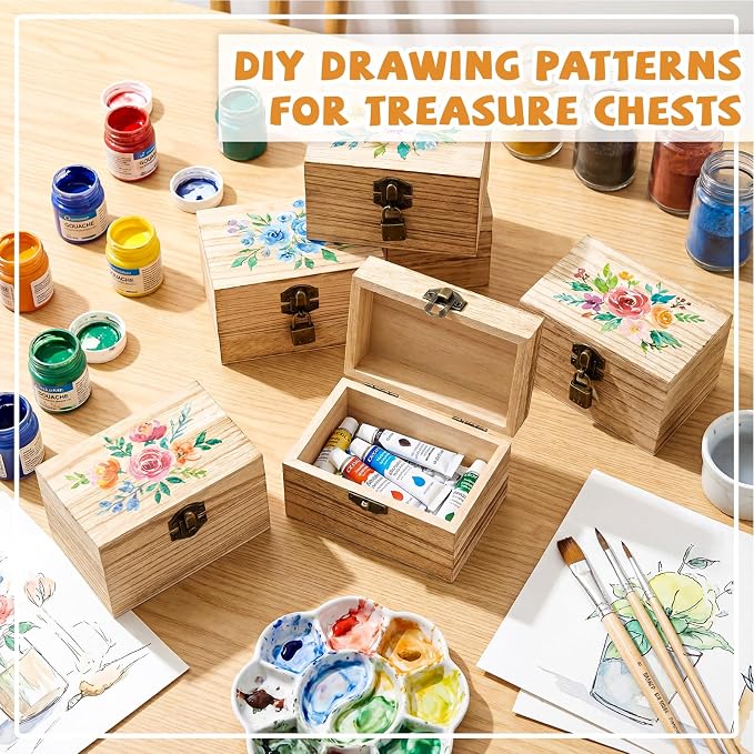CroBlissful 24 Set 48 Pcs Unfinished Wooden Box - Image 3