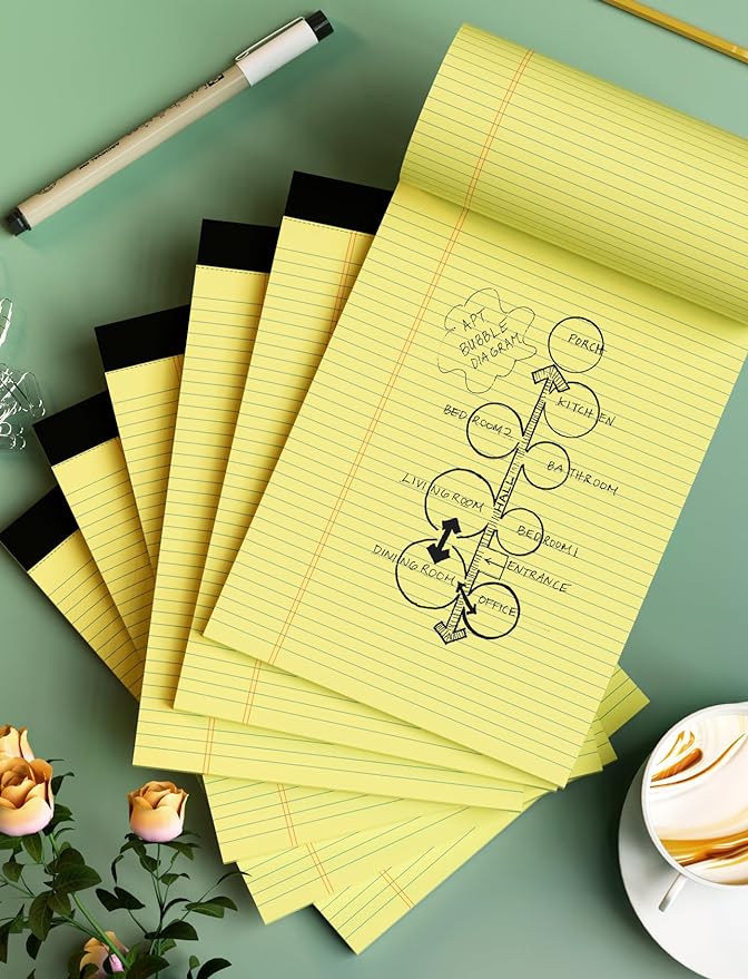 6 Pack Yellow Legal Pads 8.5 x 11 College Ruled Lined Writing Note Pads 8.5 x - Image 6