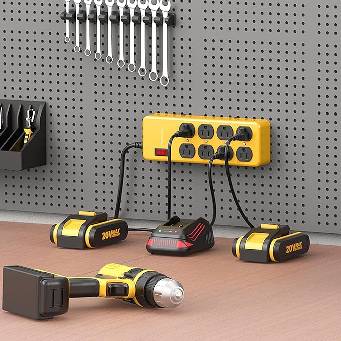 Heavy Duty Power Strip,Industrial Heavy Metal Case Surge Protector,8 AC Outlets,15Amp,2700 Joules,Protected' Indicator,14 Gauge Cord (Yellow, 6FT Length)-DeskLoop Office