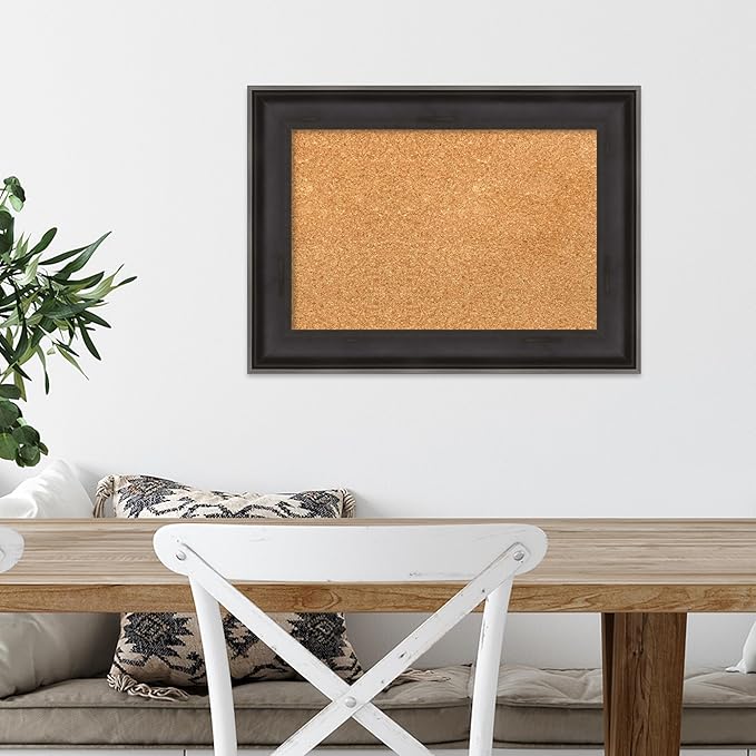 Amanti Art Natural Cork Board for Wall, 16x22 Vision Board with Black Wood Frame, Small Corkboard Office Decor for Home Organization, Casual Corkboard Pinboard to Display Items for Home Organization-DeskLoop Office