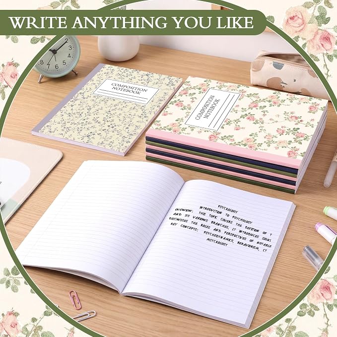 MotiMind 6 Pcs Pastel Wildflower Composition Notebook College Ruled Back to - Image 5