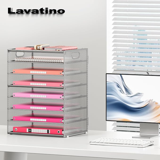 Lavatino 2 Pack 8-Tier Office Desk File Organizer, Letter Tray Paper Organizer - Image 7