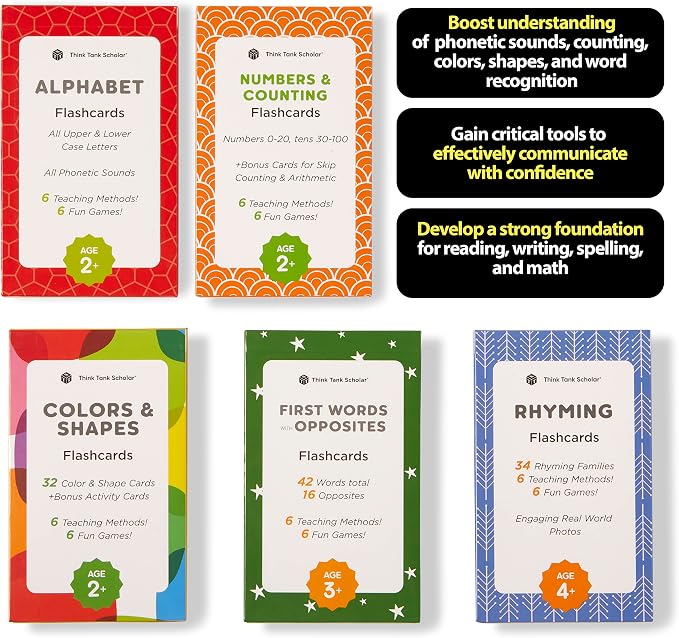 Award-Winning Flash Cards for Preschool & Kindergarten – 5-Deck Set, 180 Jumbo - Image 3