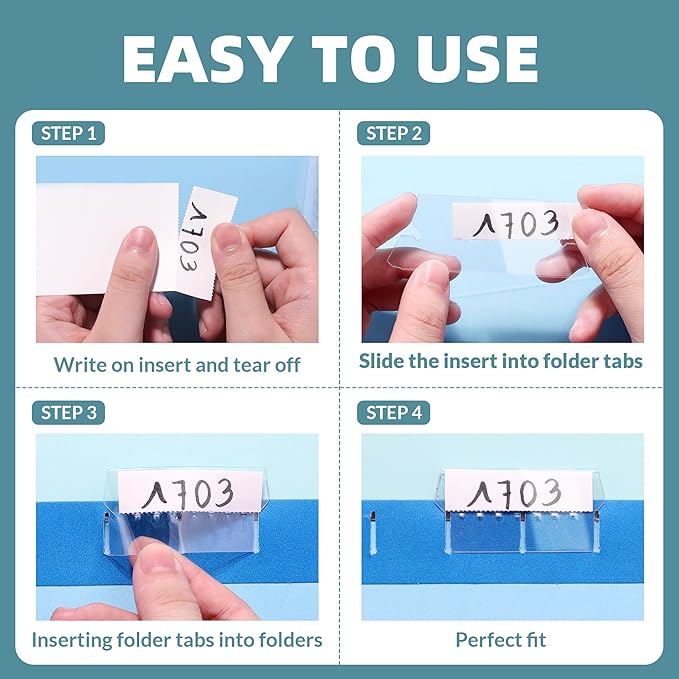 File Folder Tabs, SUNEE 50 Sets Hanging File Folder Labels Tabs and Inserts - Image 4