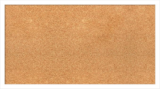 Amanti Art Natural Cork Board for Wall, 15x27 Vision Board with White Frame, Medium Corkboard Office Decor for Home Organization, Modern Corkboard Pinboard to Display Items for Home Organization in-DeskLoop Office