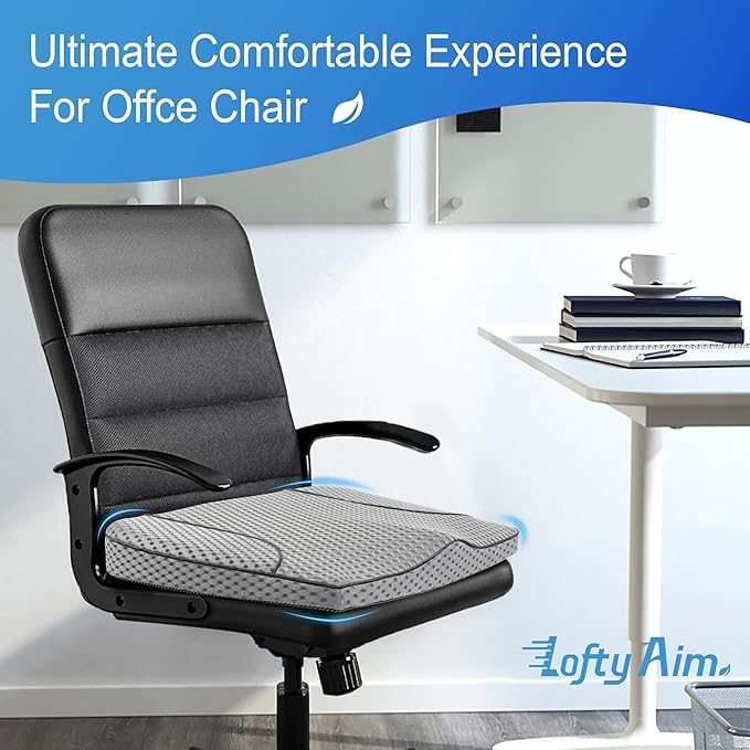 Car Seat Cushion, Comfortable Memory Foam Seat Pillow for Driving, Sciatica-Back Pain Relief, Cushion for Car-Truck, Office, Wheelchair - Mesh Gray-DeskLoop Office