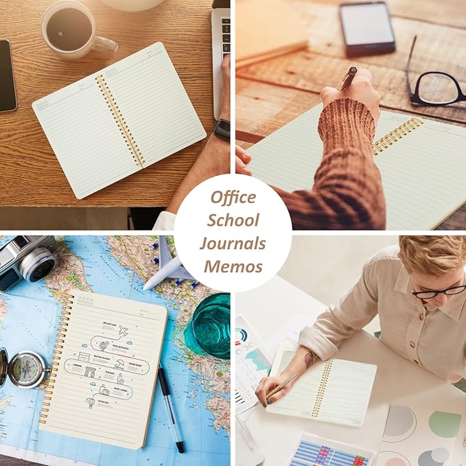 Ruled Spiral Notebook - 6 Pack Lined Notebooks for Work School - A5 Journals Bulk, Soft Cover Travel Journal Spiral for Writing Drawing, 8.2" X 5.8", 60 Sheets/120 Pages-DeskLoop Office