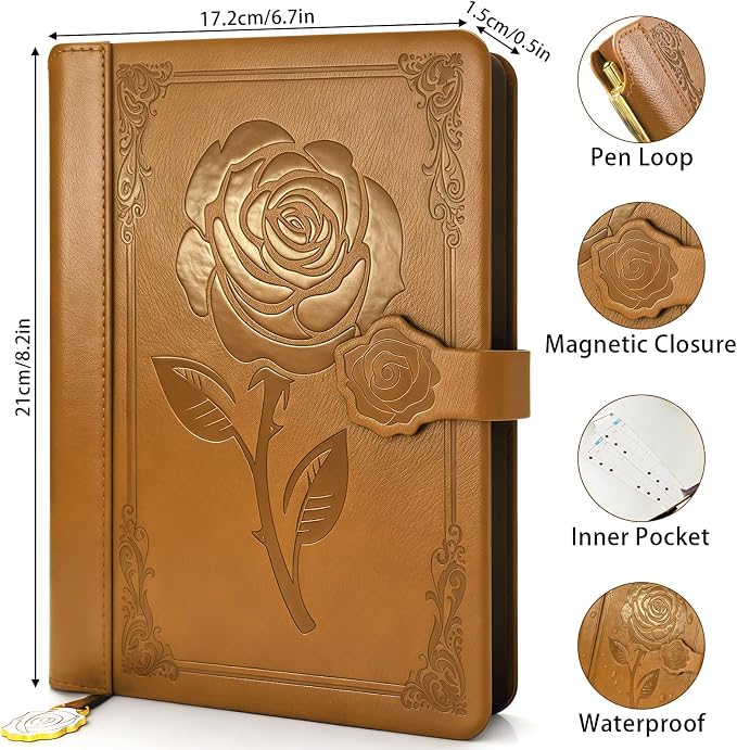 Aocii leather Journal for Women, A5 lined Daily Journal Notebook, Bullet - Image 2