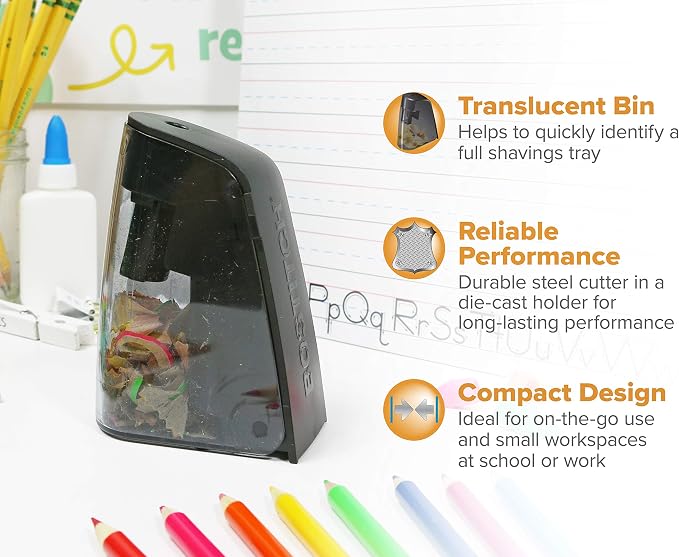 Bostitch Office Battery Pencil Sharpener, Hinged Tray, Colored Pencil Compatible - Image 5