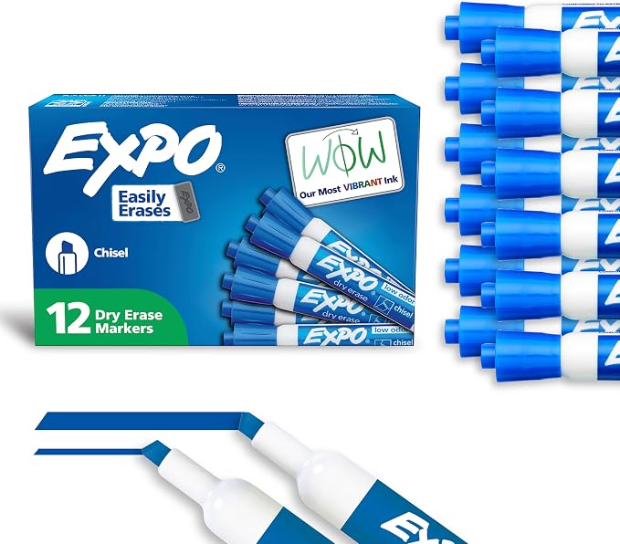 EXPO Dry Erase Markers, Low Odor Ink, Chisel Tip, Organization, Essential by Unknown