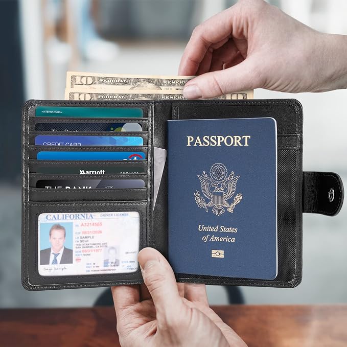 Polare Luxury RFID Blocking Leather Passport Holder Travel Wallet - Image 2