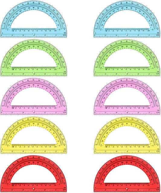 Hoiny 10 Pack Clear Protractor, 6 Inch Plastic Protractors, 180 Degrees by Hoiny