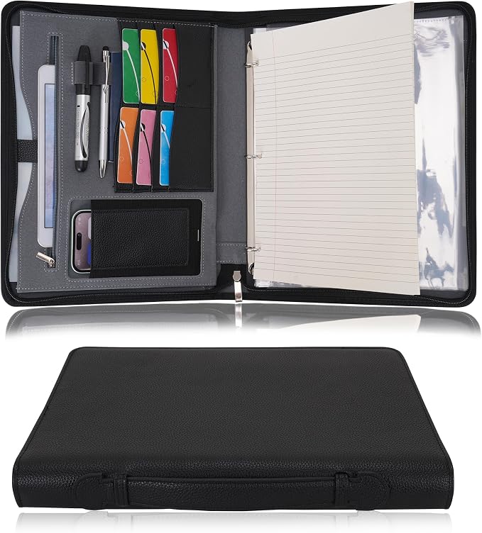 Wonderpool Travel Zippered Portfolio 3 Ring Binder A4 Padfolio Document Case by Wonderpool