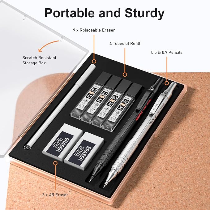 Nicpro 2 PCS Mechanical Pencils 0.5mm & 0.7 mm - Image 7
