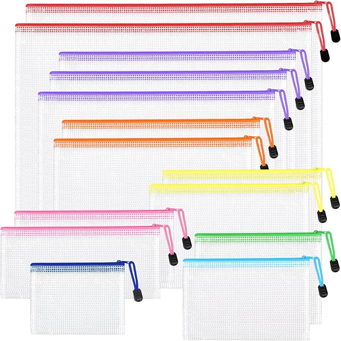 14pcs Mesh Zipper Pouch Bags, 8 Sizes Plastic Zippered Storage Bags by Unknown
