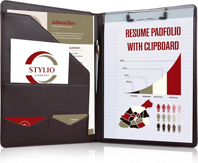 STYLIO Padfolio Folder with Removable Clipboard | Walnut Color| Portfolio - Image 7