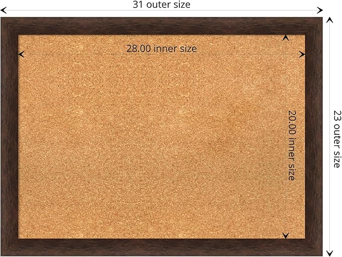 Amanti Art Natural Cork Board for Wall, 23x31 Vision Board with Brown Wood Frame, Medium Corkboard Office Decor for Home Organization, Casual Corkboard Pinboard to display items for home organization-DeskLoop Office