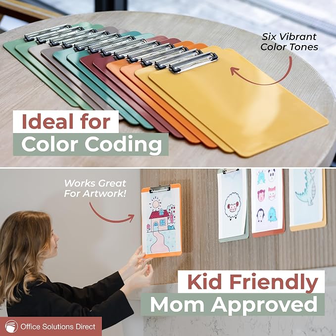 Clipboards – Set of 6 Plastic Clip Boards 8.5x11 Bulk | Colored Acrylic - Image 5