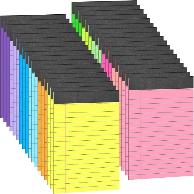 Oleitodh 36 Pack Legal Pads Bulk 12 Colors, Wide Ruled Notepad 5x8, Colored - Image 9