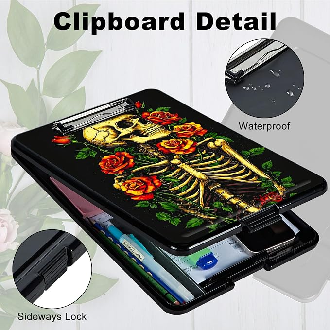 Skull Red Rose A4 Clipboard - Image 3