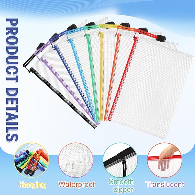 Jetec 32 Pcs Mesh Zipper Bags Toy Storage Bikini Organizer Bag Bolsas Para Guardar Trajes De Baño Waterproof Zipper Reusable Pouch Puzzle Multipurpose for Storage Office(Sweet Color,9 x 7 Inch)-DeskLoop Office