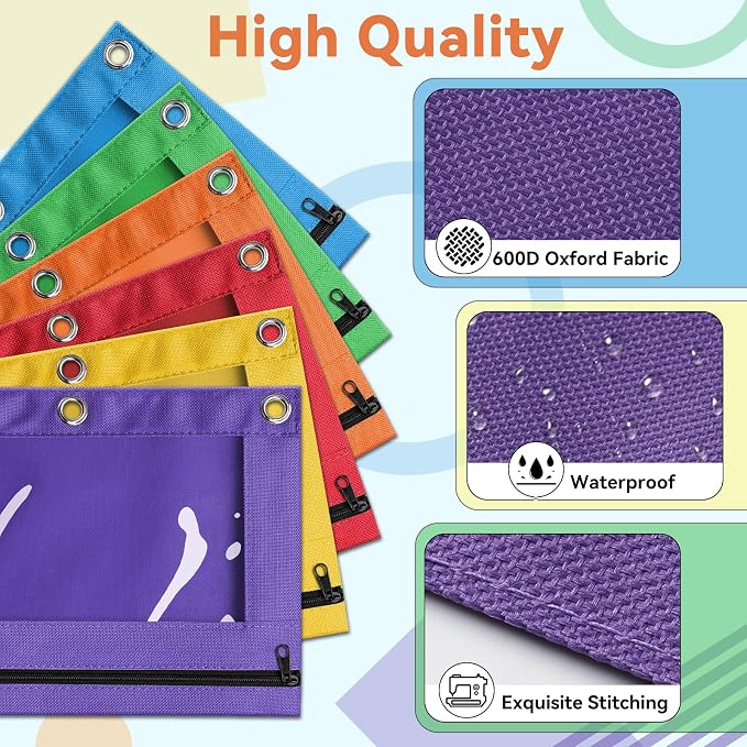 Pencil Pouch for 3 Ring Binder, Bulk 288 Pack 3-Holes Zipper Pencil Pouches in - Image 4