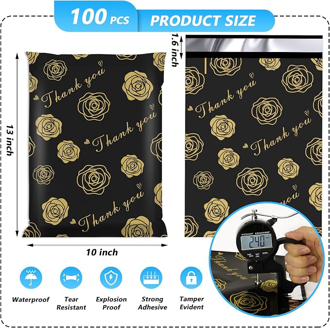 Thank You Poly Mailer 10x13 Inch 100 Pcs, Waterproof and Tear-Resistant - Image 2