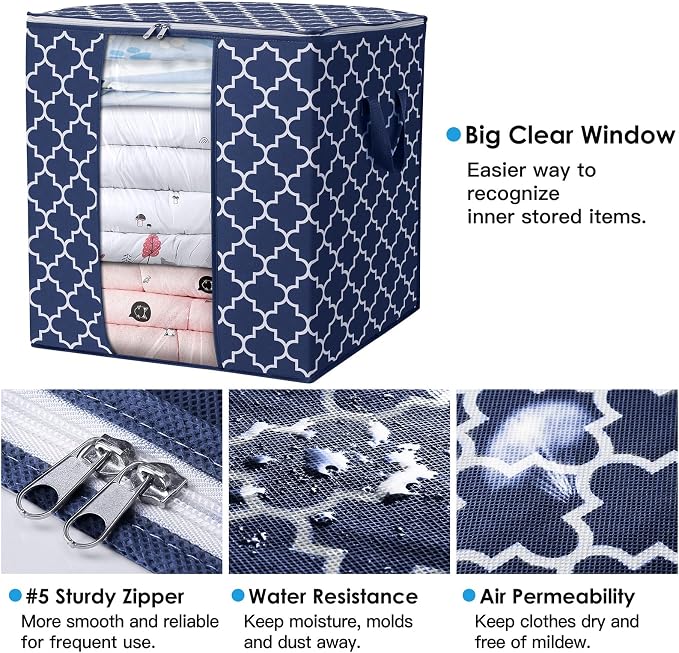 WISELIFE Storage Bags 4 Pack/100L Large Blanket Clothes Organization and - Image 3