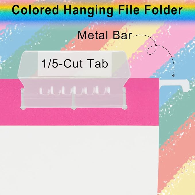 25 Pack Pink Hanging File Folders - Image 3