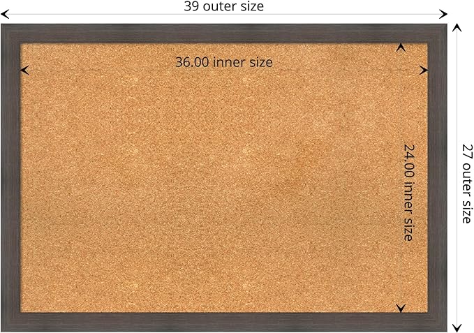 Amanti Art Natural Cork Board for Wall, 27x39 Vision Board with Brown Wood Frame, Large Corkboard Office Decor for Home Organization, Rustic Farmhouse Corkboard Pinboard to display items for home-DeskLoop Office