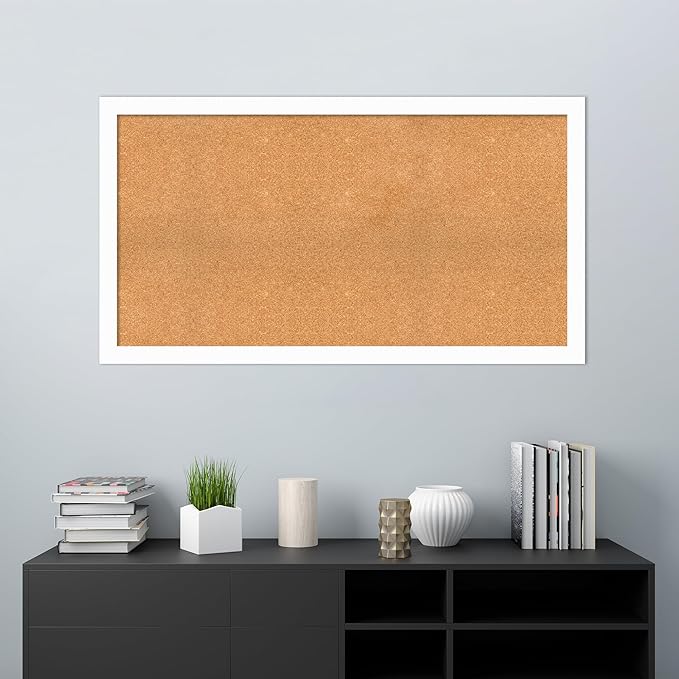 Amanti Art Natural Cork Board for Wall, 29x53 Vision Board with White Frame, Oversize Corkboard Office Decor for Home Organization, Casual Corkboard Pinboard to Display Items for Home Organization in-DeskLoop Office