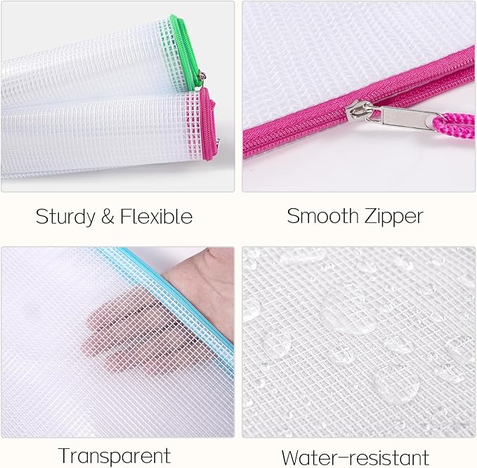 Sooez 36 Pack Mesh Zipper Pouch with Sticky Labels, A4 Mesh Bags for Board Game Puzzles Organization Storage, Durable Letter Size File Folders Organizer for Teacher School Classroom Office Supplies-DeskLoop Office