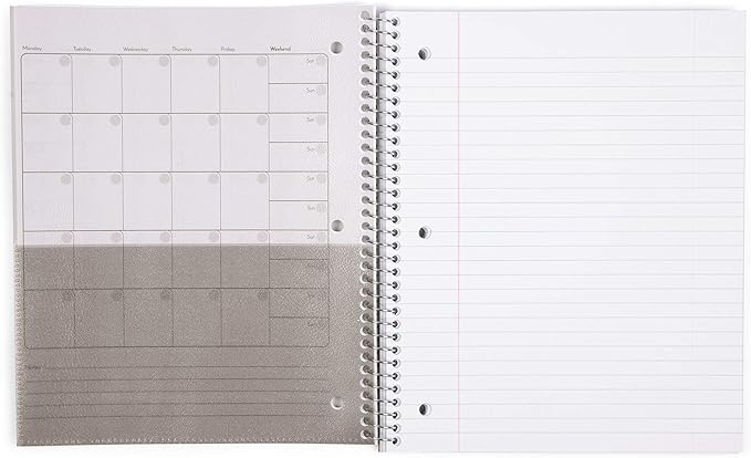 Mintra Office Durable Spiral Notebooks, 1 Subject, (Teal, Purple, White, Wide Ruled 3 Pack), 100 Sheets, Poly Pocket, Moisture Resistant Cover, Strong Chipboard back, For School, Office, Business