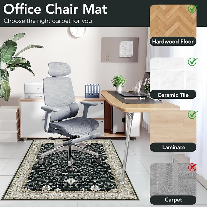 Office Chair Mat for Hardwood Floor&Tile Floor, Under Desk Rug for Rolling - Image 3
