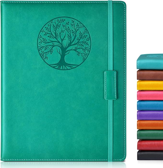 Lined Journal Notebook for Women Men,256 Pages A4 Large Hardcover Leather Journals for Writing,Travel,Business,Work,School,College Ruled Notebooks for Note Taking,Diary Notepad 8.6"×11" (Blue)-DeskLoop Office