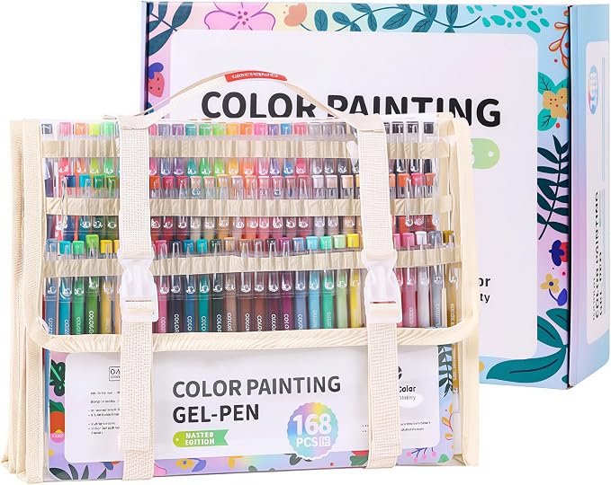 168 Colored Gel Pens Set, 0.6mm Fine Point by HysmmxHer